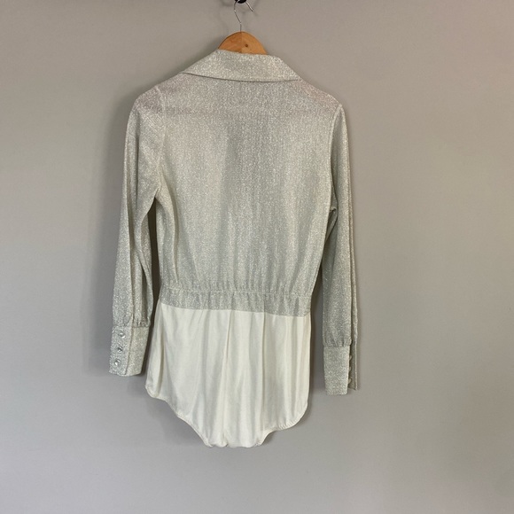 Vintage silver sparkle blouse bodysuit - Picture 3 of 3